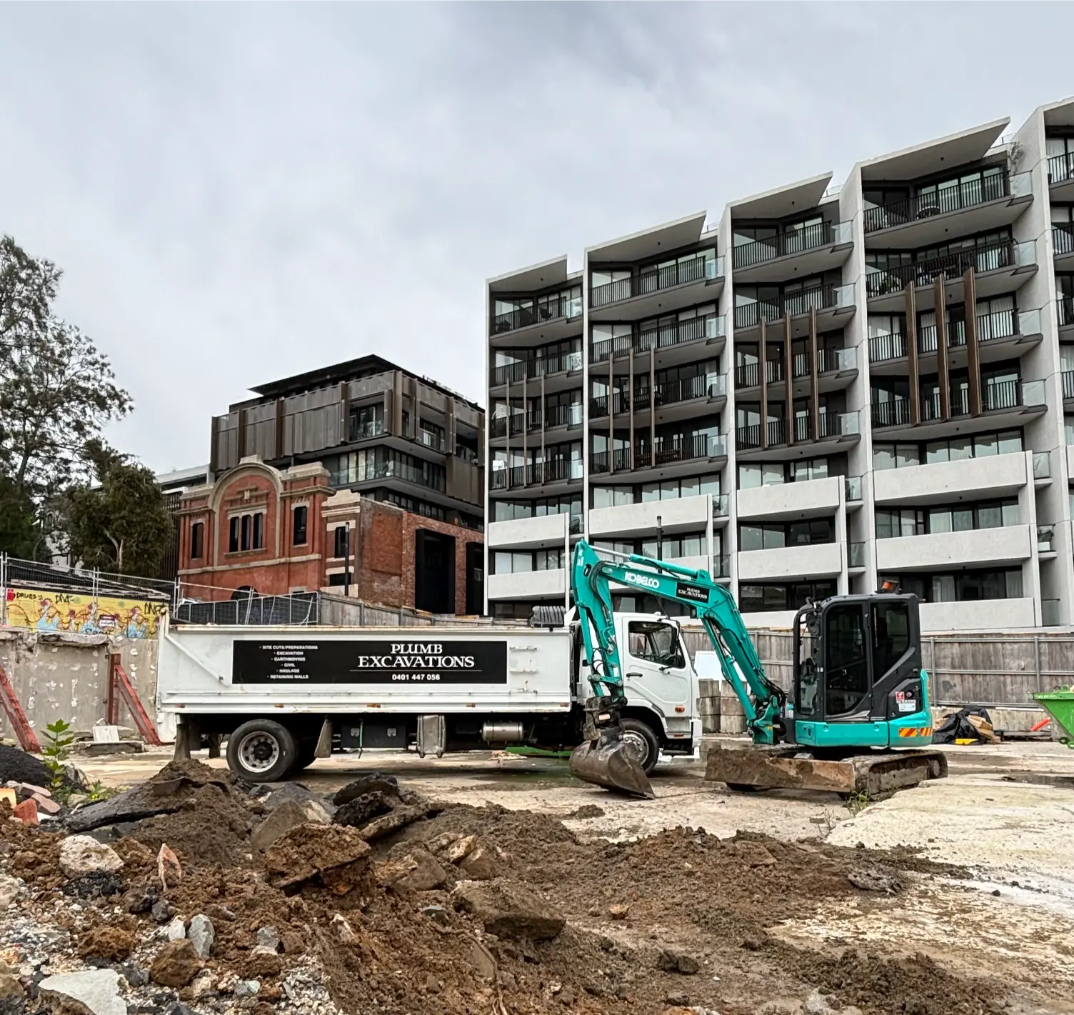 Plumb Excavations team on a Newcastle worksite